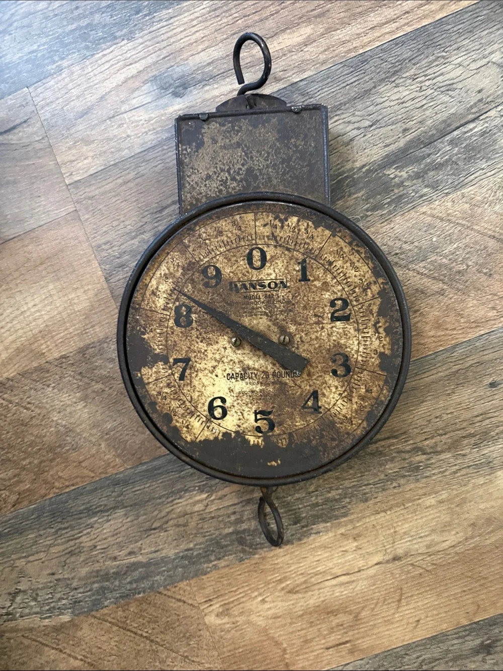Vintage Brown and Gold Hanging Wall Scale Clock